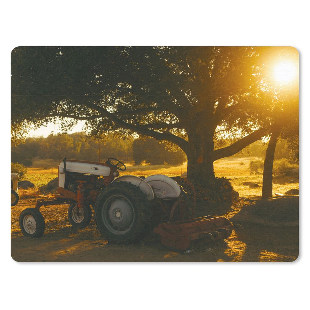 MuchoWow Mauspad Mousepad Traktor - Sonne - Baum - Landschaft 23x19 cm - Mousepads - Maus Mat - Pad - Mausunterlage - Schreibtischunterlage - Mau...
