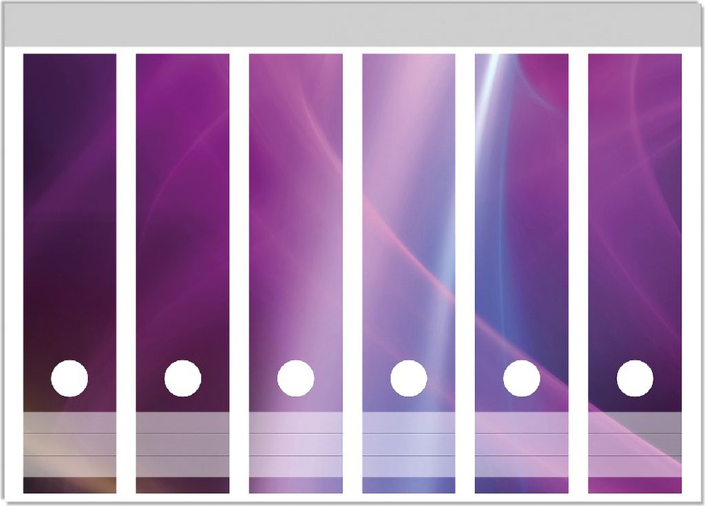 Wallario Ordnerrücken Sticker, selbstklebend für breite Ordner, 6 Stück, Motiv Abstraktes Muster in violett lila pink schwarz