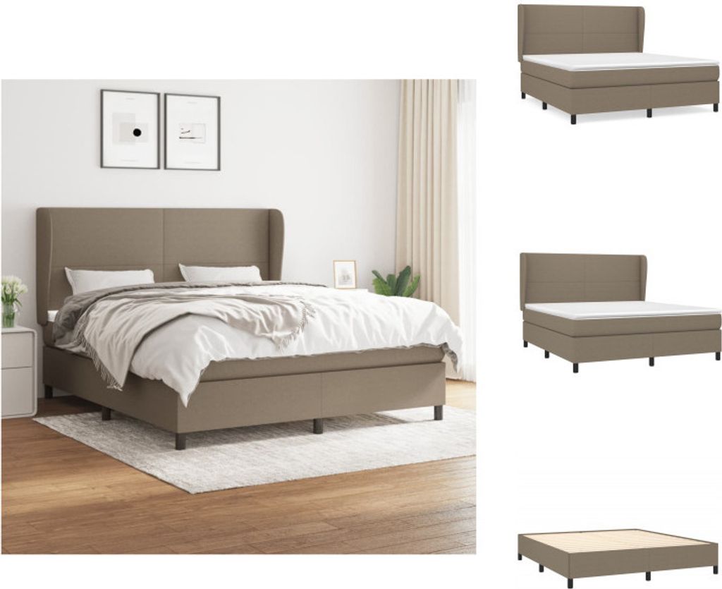 vidaXL Boxspringbett mit Matratze Taupe 180x200 cm Stoff - Betten & Bettgestelle
