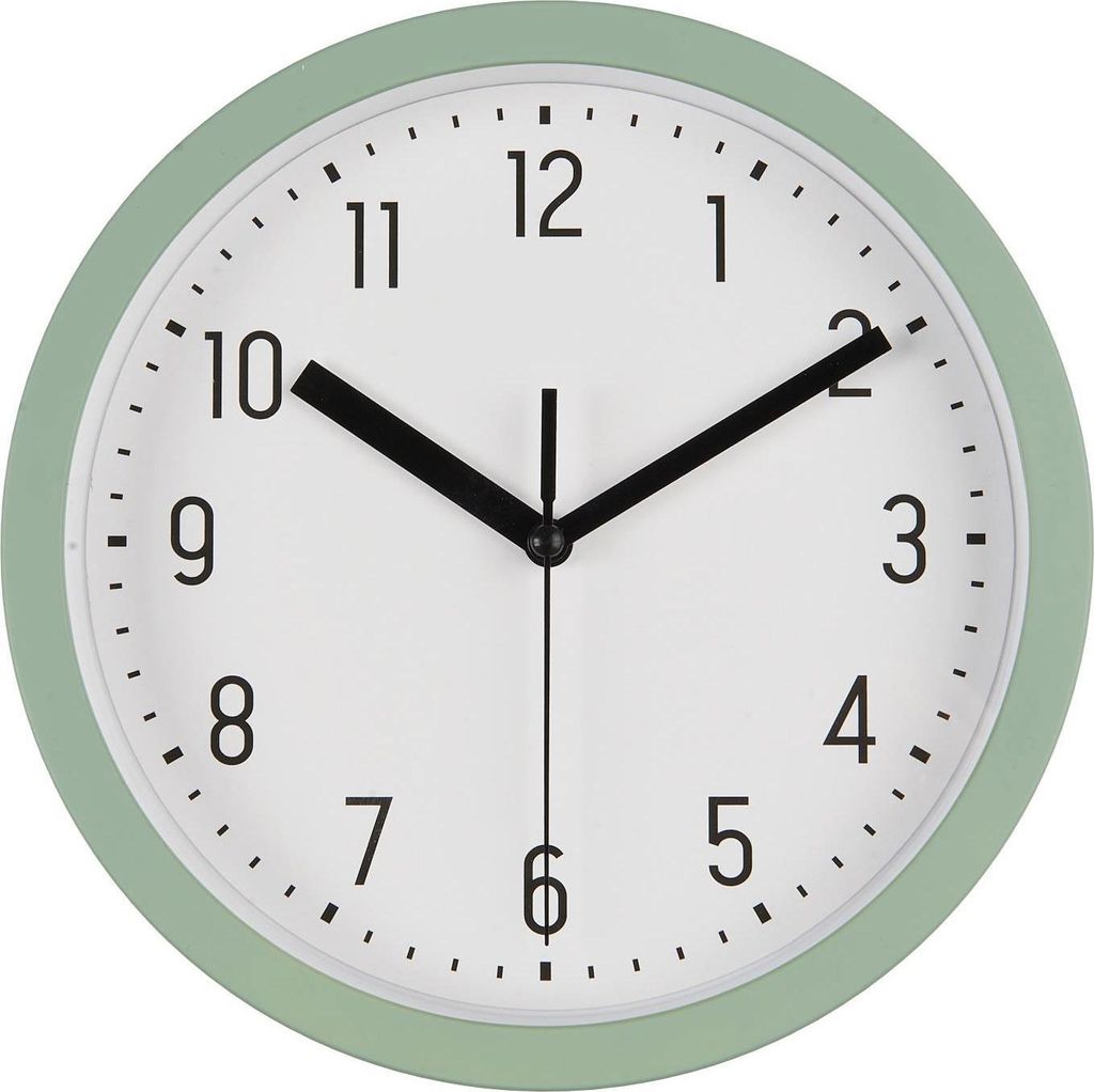 LS-LebenStil Retro Wanduhr Grün 20cm Kunststoff Analog Rund Vintage Küchen-Uhr Büro-Uhr große Ziffern leicht leise Wohnzimmer Flur Kinder-Zimmer