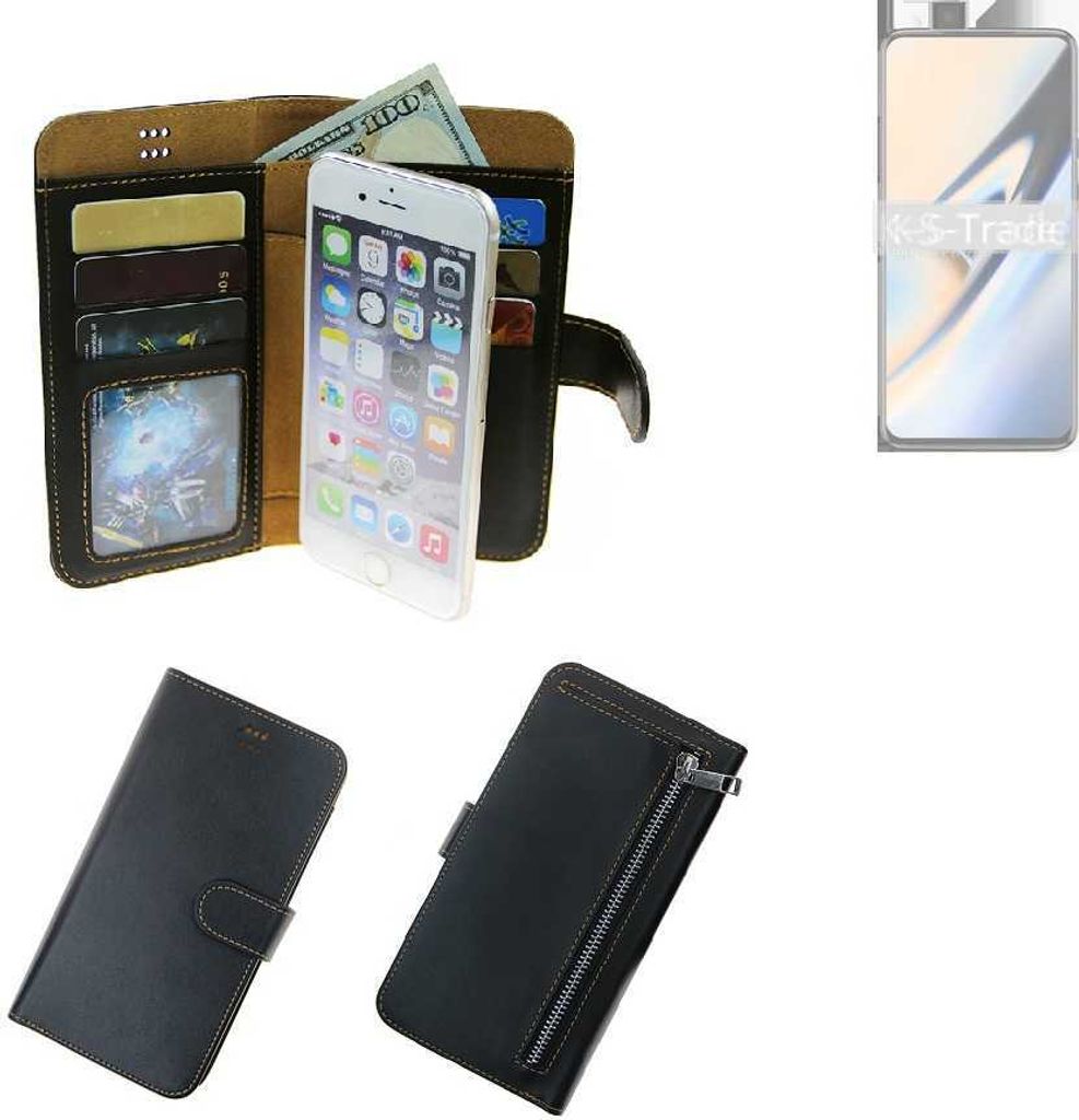 K-S-Trade Schutz Hülle kompatibel mit OnePlus 7 Klapphülle Case Phone cover Slim Handytasche Handy Hülle schwarz aus Kunstleder (1 Stk)