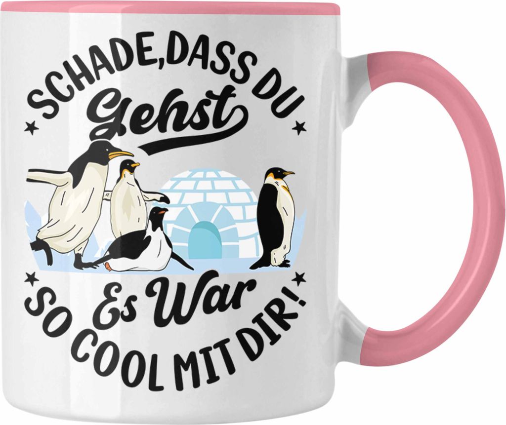 Trendation - Schade Dass Du Gehst Es War So Cool Mit Dir Tasse Jobwechsel Neuer Job Abschied Kollegin Kollege Abschiedsgeschenk (Rosa)