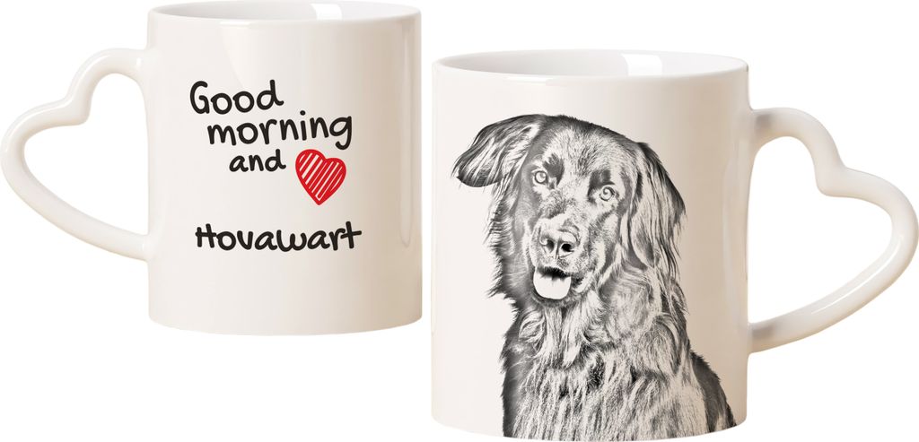 Hovawart - Tasse mit Hund, entzückende Tasse mit herzförmigem Henkel, universelles Geschenk der Marke Art-Dog