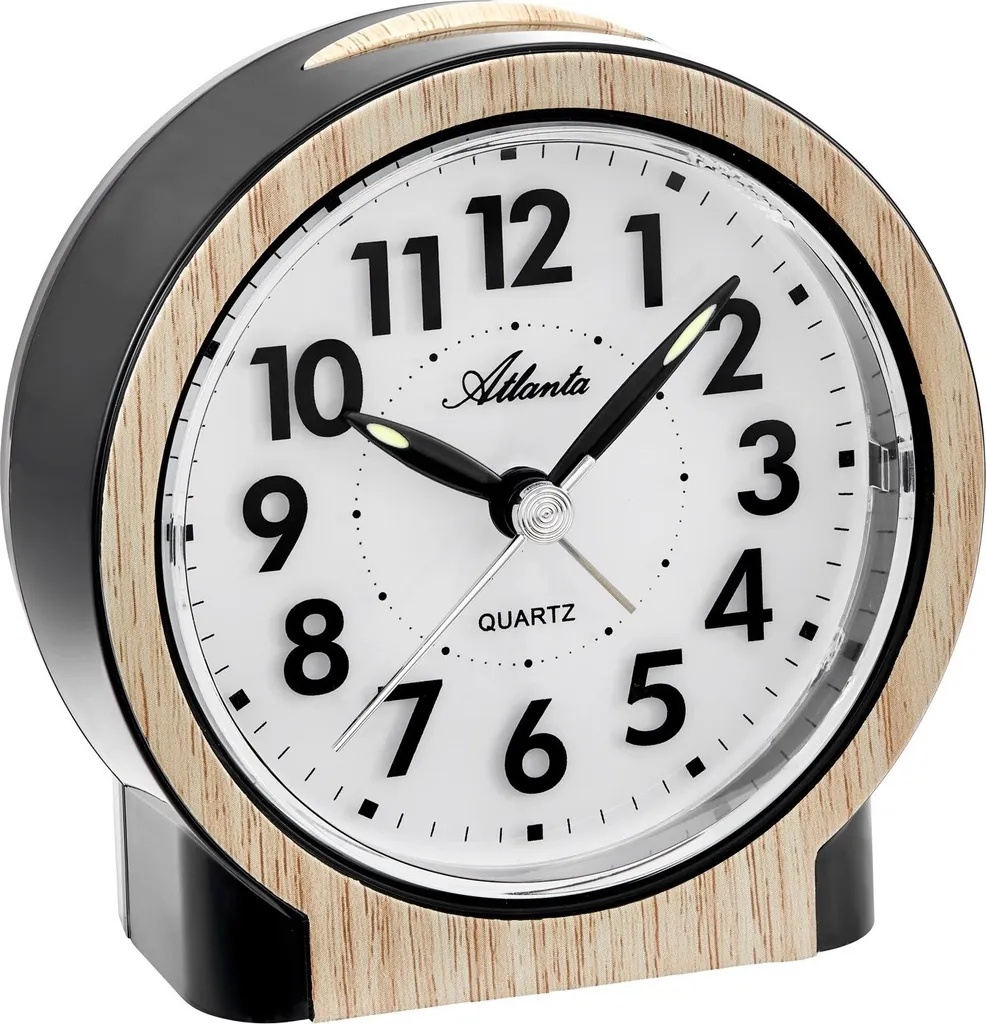 Réveil Atlanta 2173/30 en hêtre véritable et noir - Design Quartz