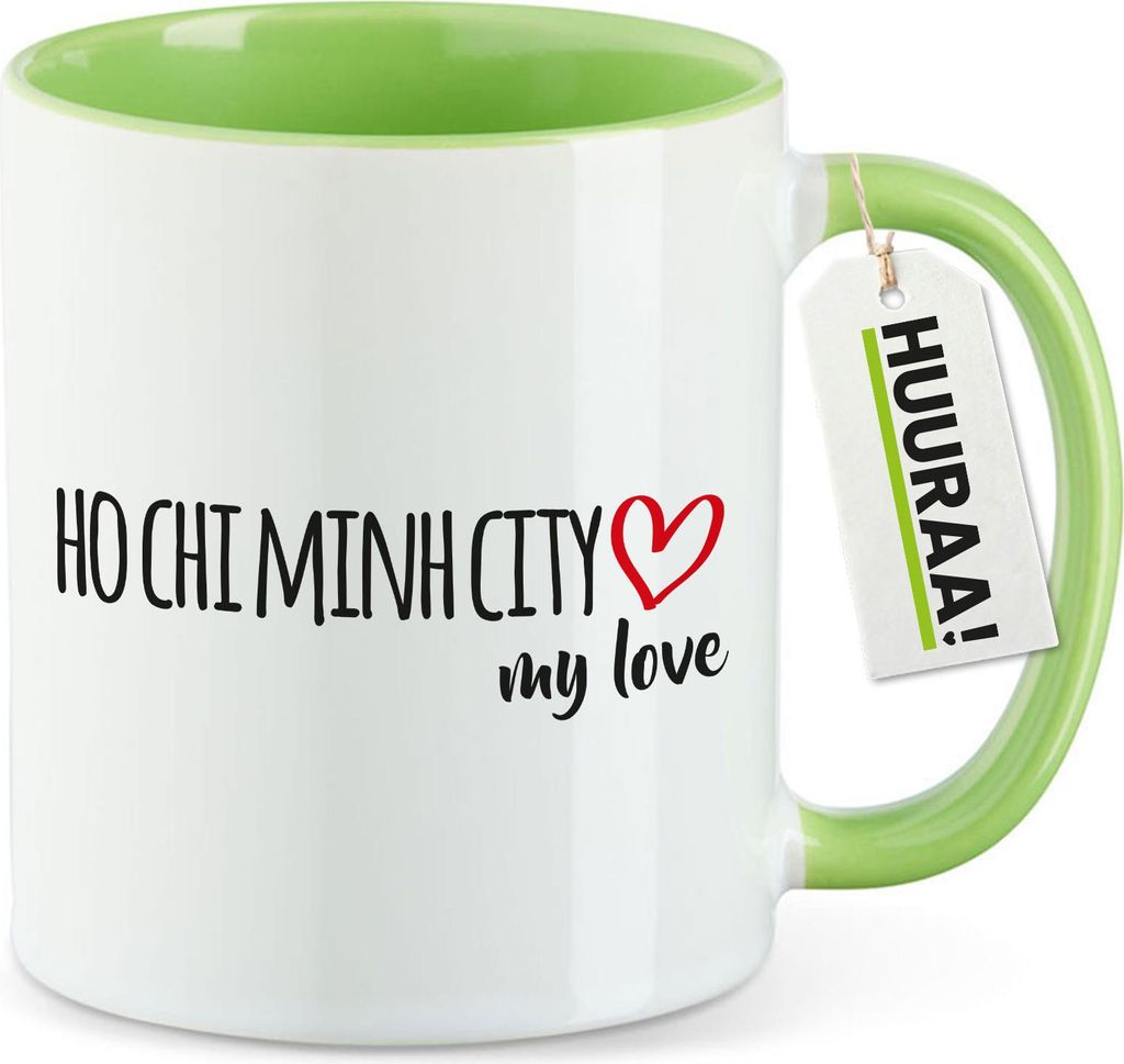 Huuraa Kaffeetasse Ho Chi Minh City my love 330ml Grün Keramik Kaffeebecher Geschenkidee