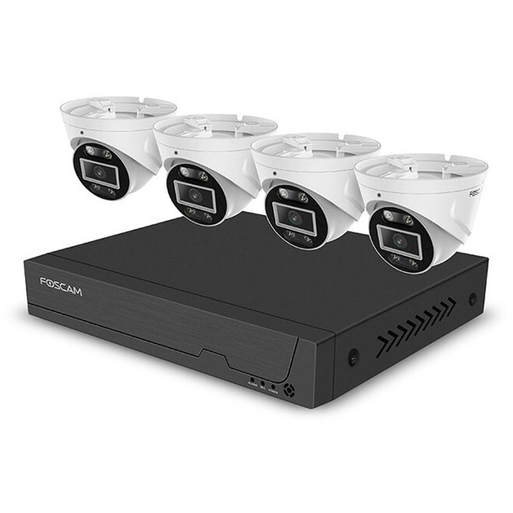 Foscam FNA108E-T4-2T LAN IP-UEberwachungskamera-Set 8-Kanal mit 4 Kameras 3840