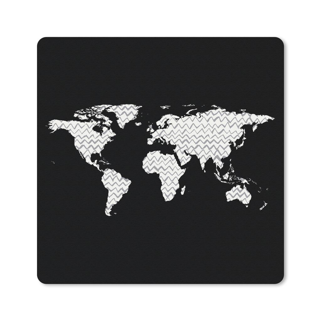MuchoWow® Mauspad Mousepad Weltkarte - Zickzack - Grau Produktbild 