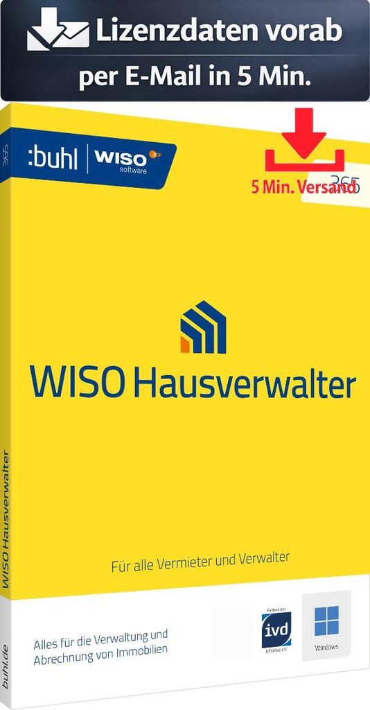 WISO Hausverwalter 365 Start (1 PC - 1 Jahr) ESD Finanzen, Steuer Recht 5 Min. Versand als Download per Mail