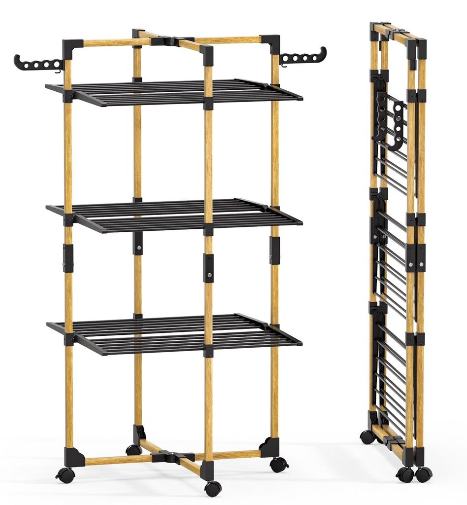 VOUNOT® Wäscheständer Turm 3 Ebenen Turmwäscheständer Produktbild 