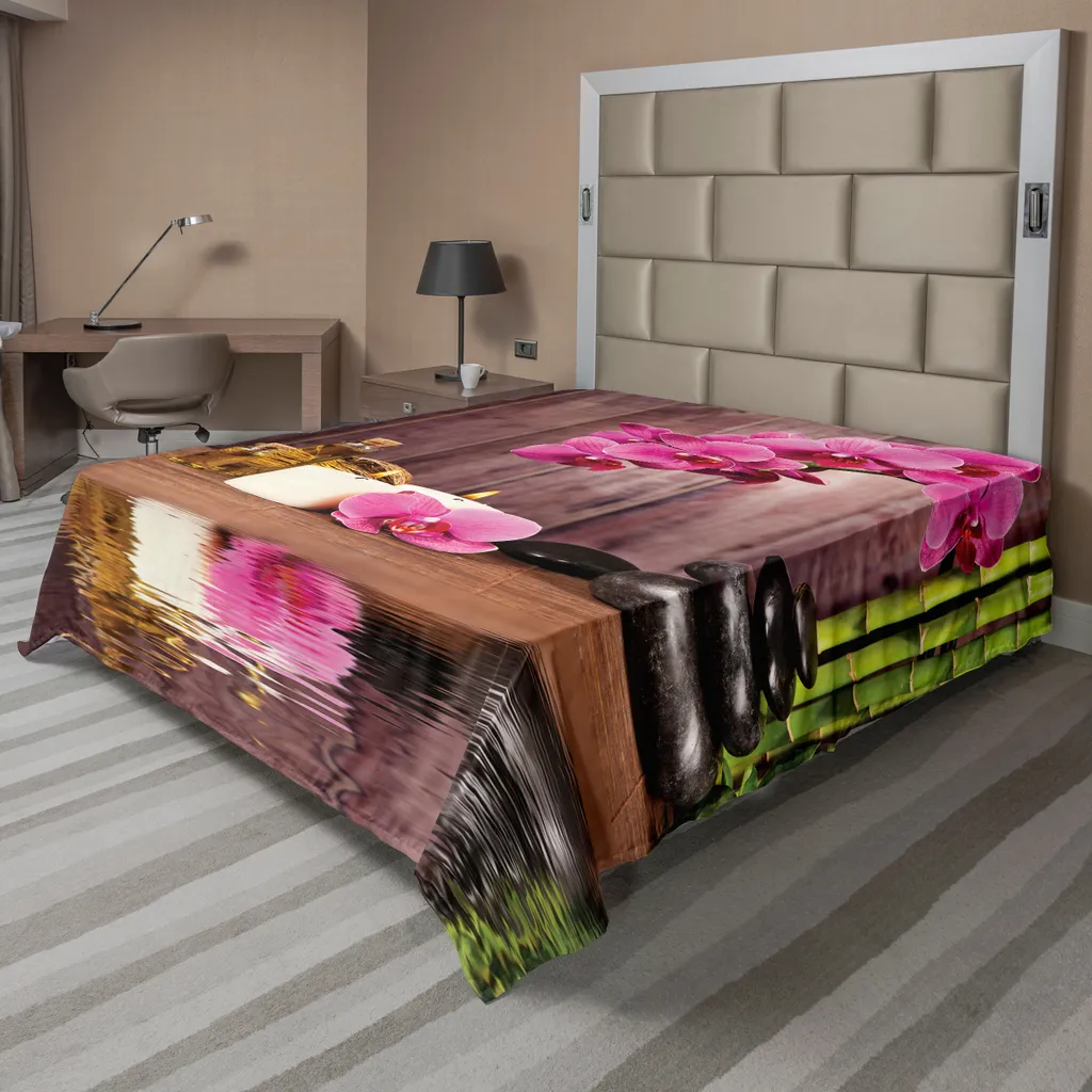 Drap de lit 260x228 cm style spa zen pour chambre à coucher