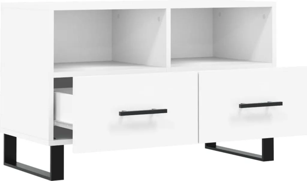Mobile Porta TV Moderno Bianco 80x36x50 cm - Mobiletto Design Legno - 6