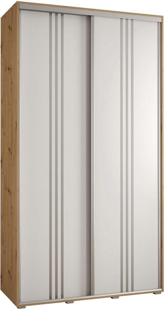 MEBLE KRYSPOL Davos 6 Schrank, zwei Türen - 235,2x140x45 cm - Artisan Weiß Silber