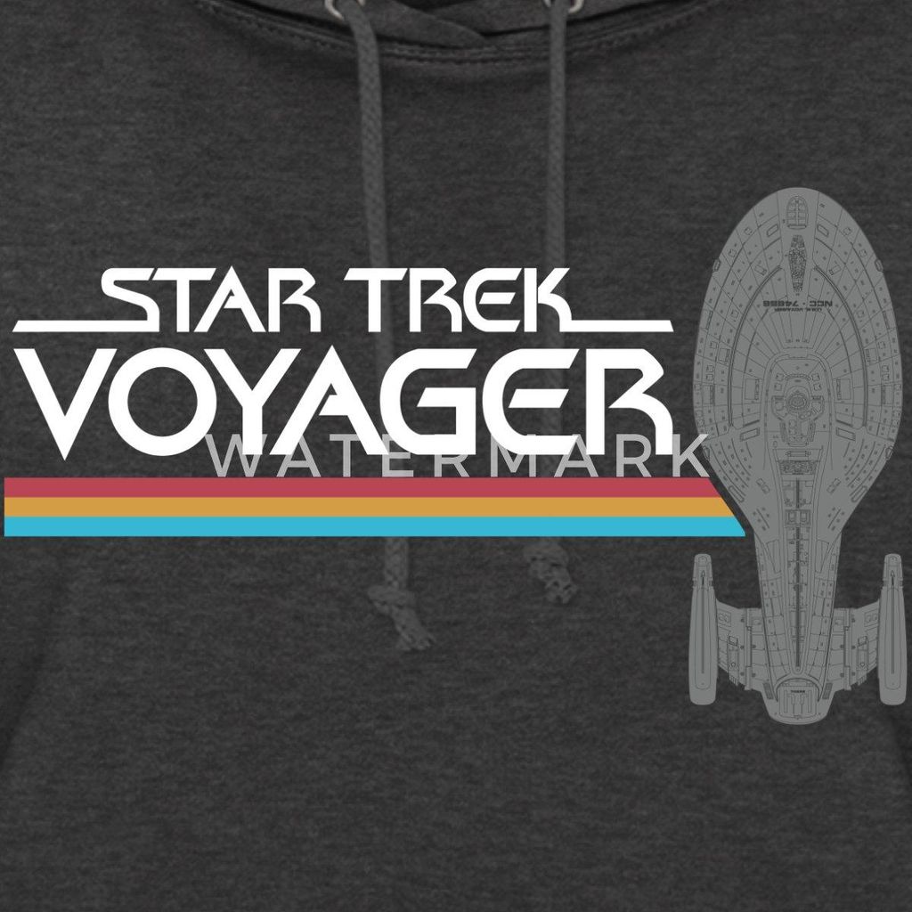Spreadshirt Star Trek Voyager Regenbogen Logo Damen Hoodie, L, Anthrazit