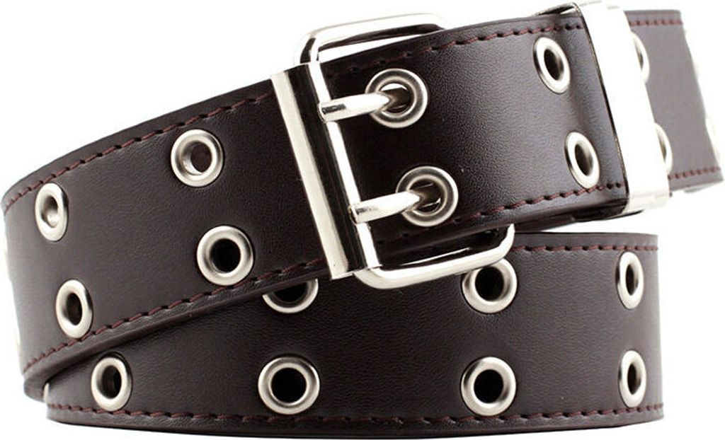 STILVORA Gürtel Punk, PolyurethanGürtel mit Doppelösen, verstellbar 110 cm Länge, Uni, modischer Nietengürtel für Jeans, Rock & Casual-Outfit...