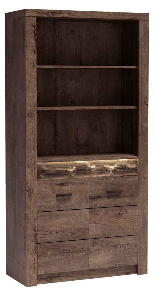 Masseno Buchregal ZERI,Ideal für Büro, Wohnzimmer oder Lesezimmer, Stil Modern, 96x42x192 cm, Ausführung Matt, Braun