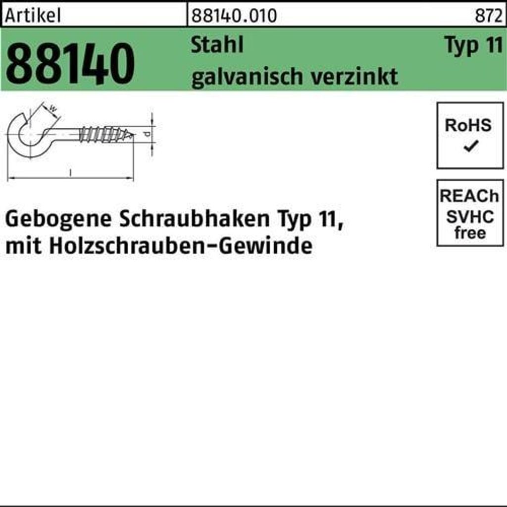 Reyher Art.11 Schraubhaken 70mm verzinkt (100 Stück)