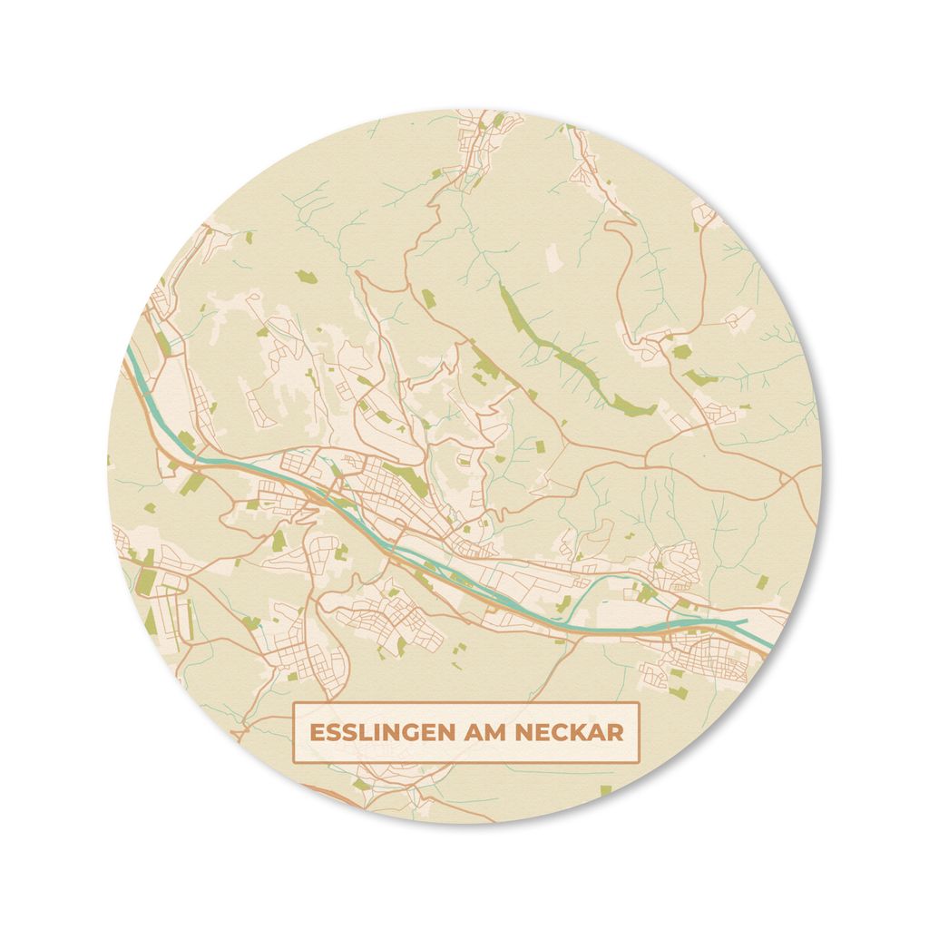 MuchoWow Mauspad Mousepad Esslingen am Neckar - Karte - Vintage - Stadtplan 50x50 cm - Mousepads - Maus Mat - Pad - Mausunterlage - Vinyl