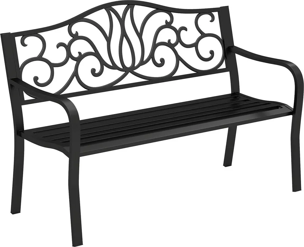 Banc de jardin robuste anti-rouille, supporte 300kg, métal durable