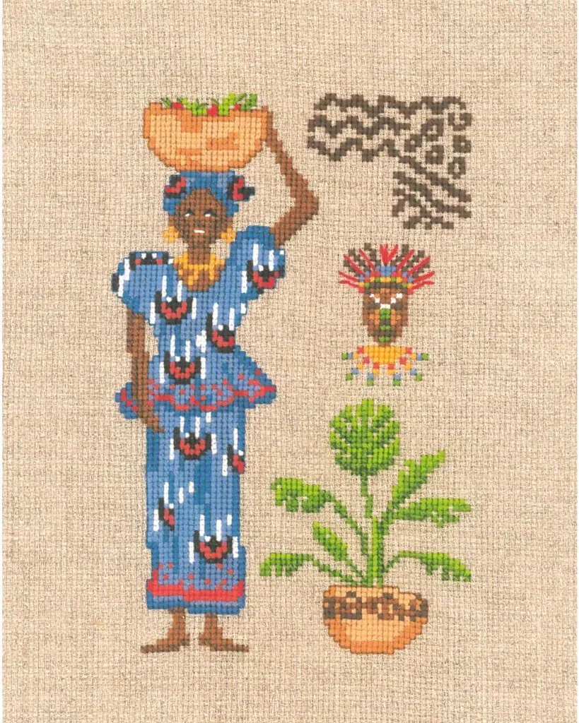 Ricamo Punto Croce Moderno Donna Africana I Le Bonheur des Dames DIY