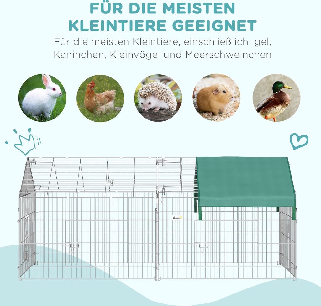PawHut Freigehege, Kleintiergehege, Meerschweinchen Gehege