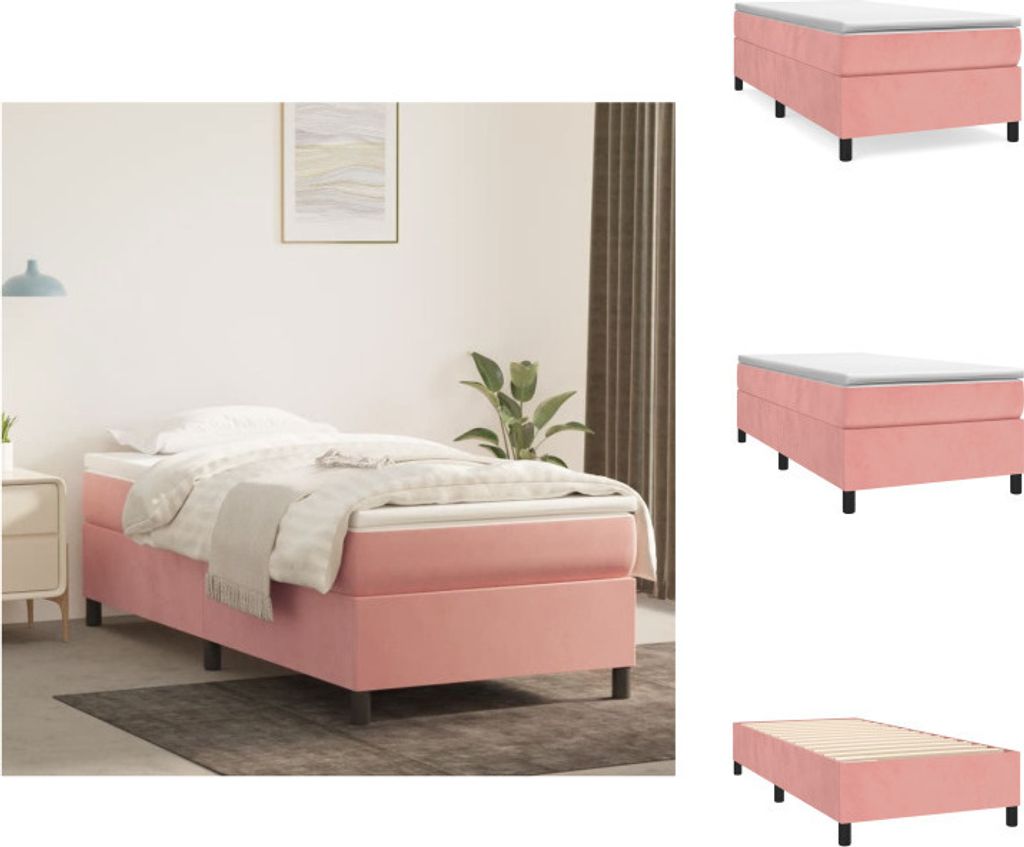 vidaXL Boxspringbett Rosa 90x190 cm Samt - Betten & Bettgestelle