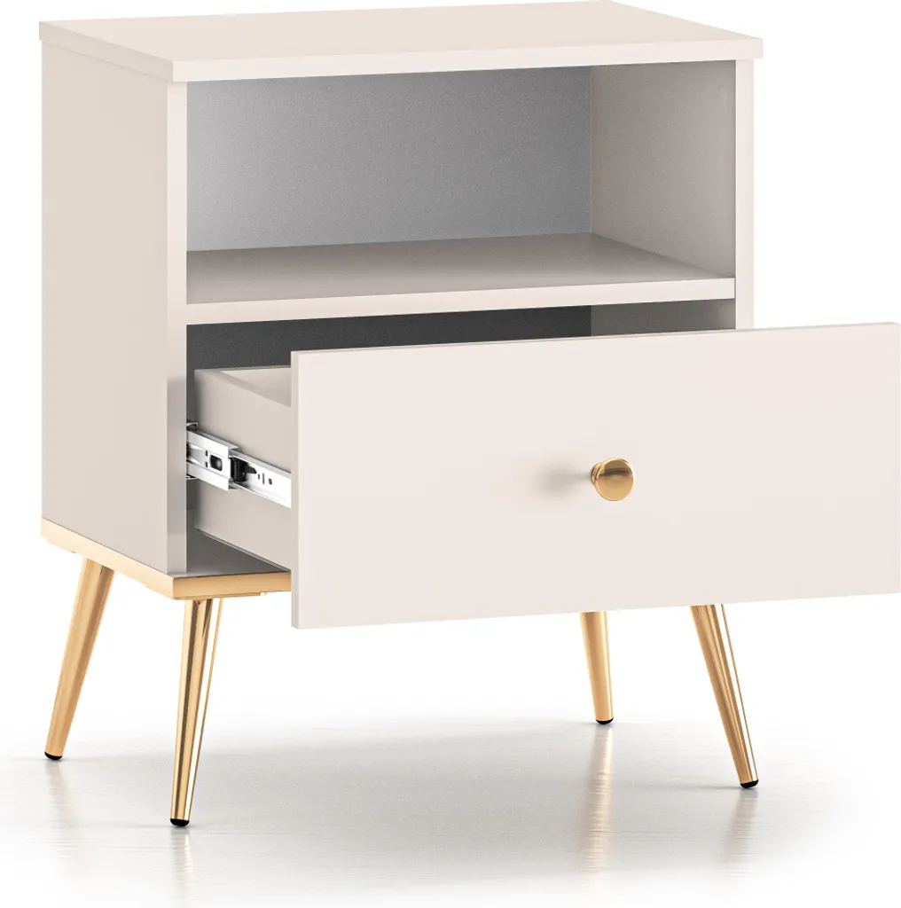 Comodino Design LUNA Beige Oro: Eleganza Esclusiva per Camera da Letto - 4