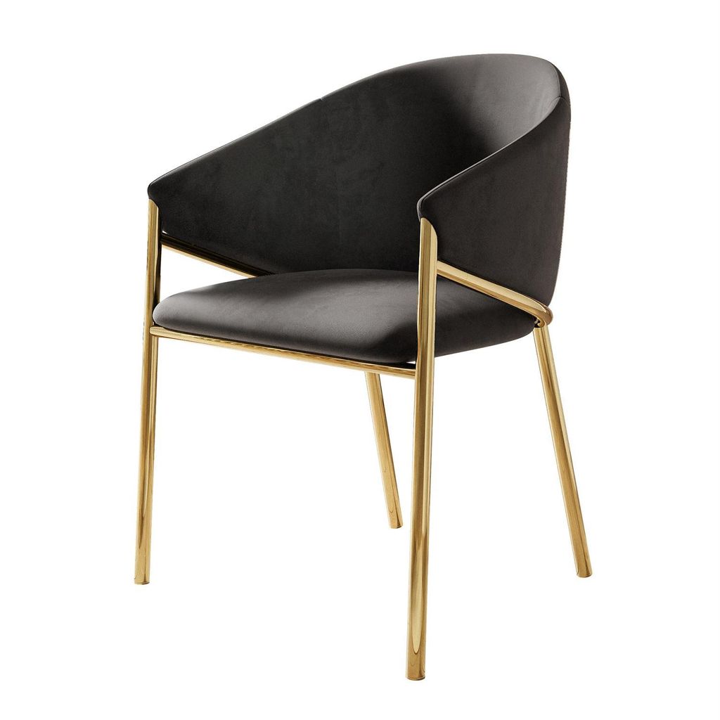 Polsterstuhl FANCY, Bluvel Schwarz 19 / goldene Beine