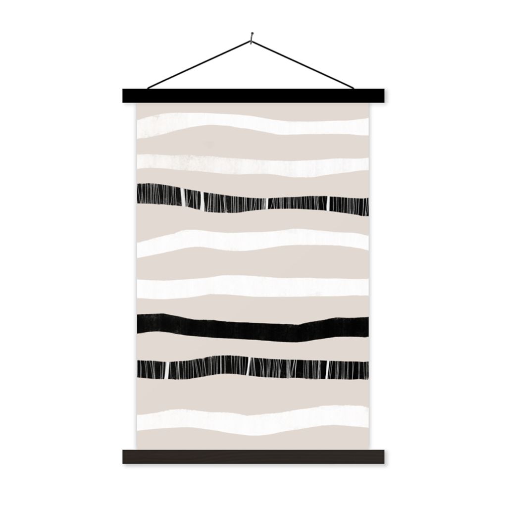 MuchoWow Textilposter Linie - Pastell - Minimalismus - Muster 40x60 cm mit schwarzem Rahmen - Wanddekorationen
