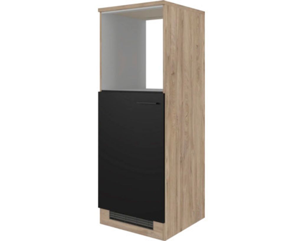 Flex Well Backofen/Kühlumbauschrank für 88er Einbaukühlschrank Capri BxTxH 60 x 60 x 168,5 cm schwarz matt antifingerpri