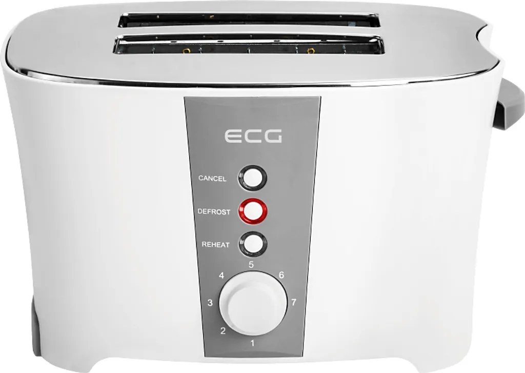Grille-pain 2 fentes 800W blanc et gris avec thermostat réglable 7 positions