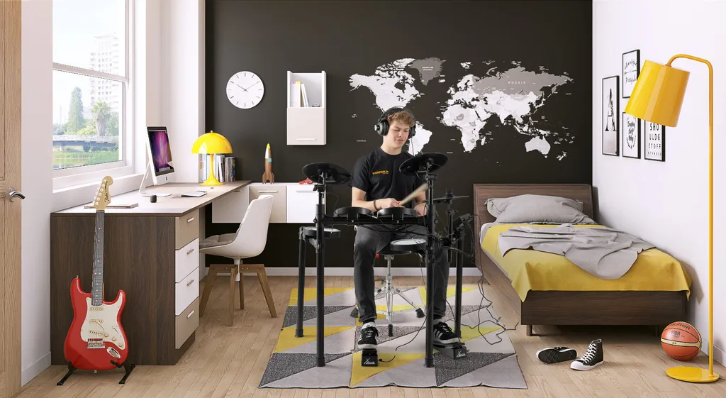 XDrum DD-460C Batterie Électronique Compacte avec Pads en Peau Maillée - 8