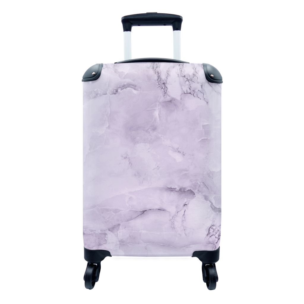 MuchoWow Koffer Handgepäck Trolley Rollkoffer Kleine Reisekoffer mit 4 Rollen - Marmor - Ader - Violett - Cabin Size < 55x40x23 cm & 55x40x20 cm...