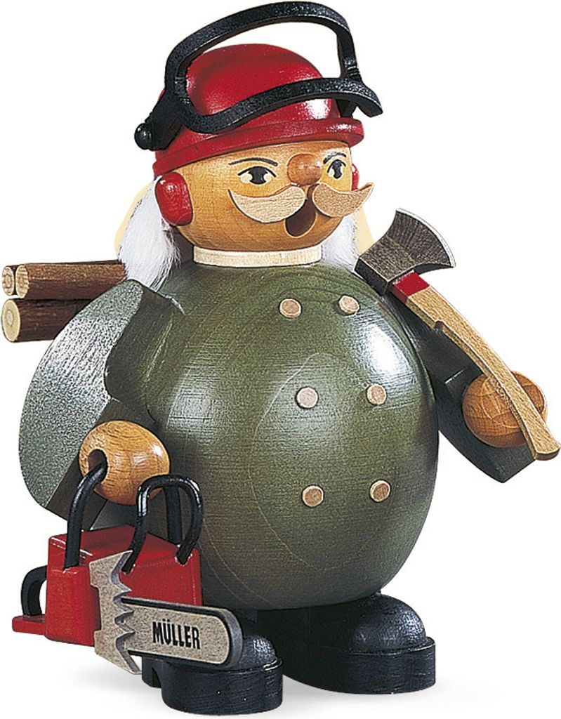 Räucherfigur Räuchermann klein Waldarbeiter mit Motorsäge (BxH):12x14cm NEU
