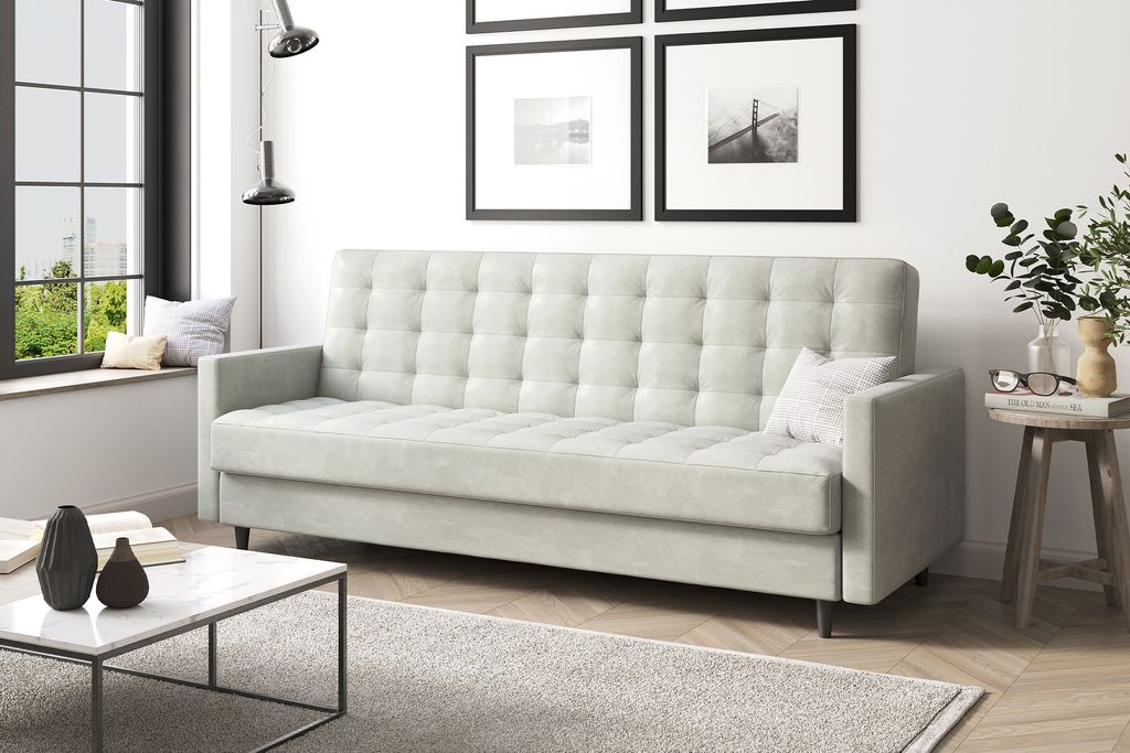 MEBLINI Sofa mit Schlaffunktion - Schlafcouch Ausziehbar - Schlafsofa mit Bettkasten - Sofabett - Couch mit Schlaffunktion - Klappsofa - ANDRES 1 -...
