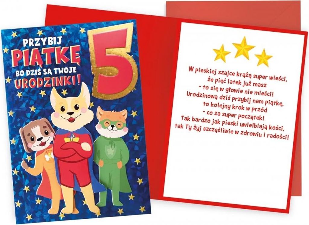 Geburtstagskarte „5 Hündchen“ – Kukartka