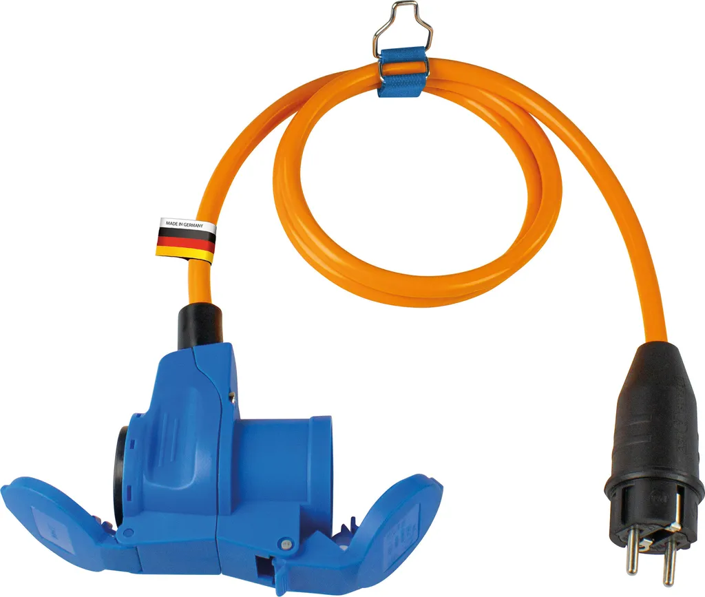Adaptateur Électrique Camping 230V 16A - Câble 1,5m Orange IP44 CEE