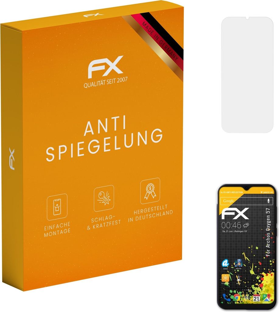 atFoliX FX-Antireflex 3x Schutzfolie kompatibel mit Archos Oxygen 57 Displayfolie