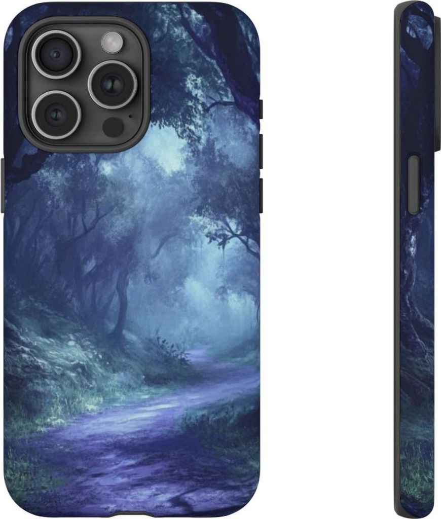 Geheimnisvoller Waldweg im Nebel – Hülle Kompatibel mit iPhone 15 Pro Max