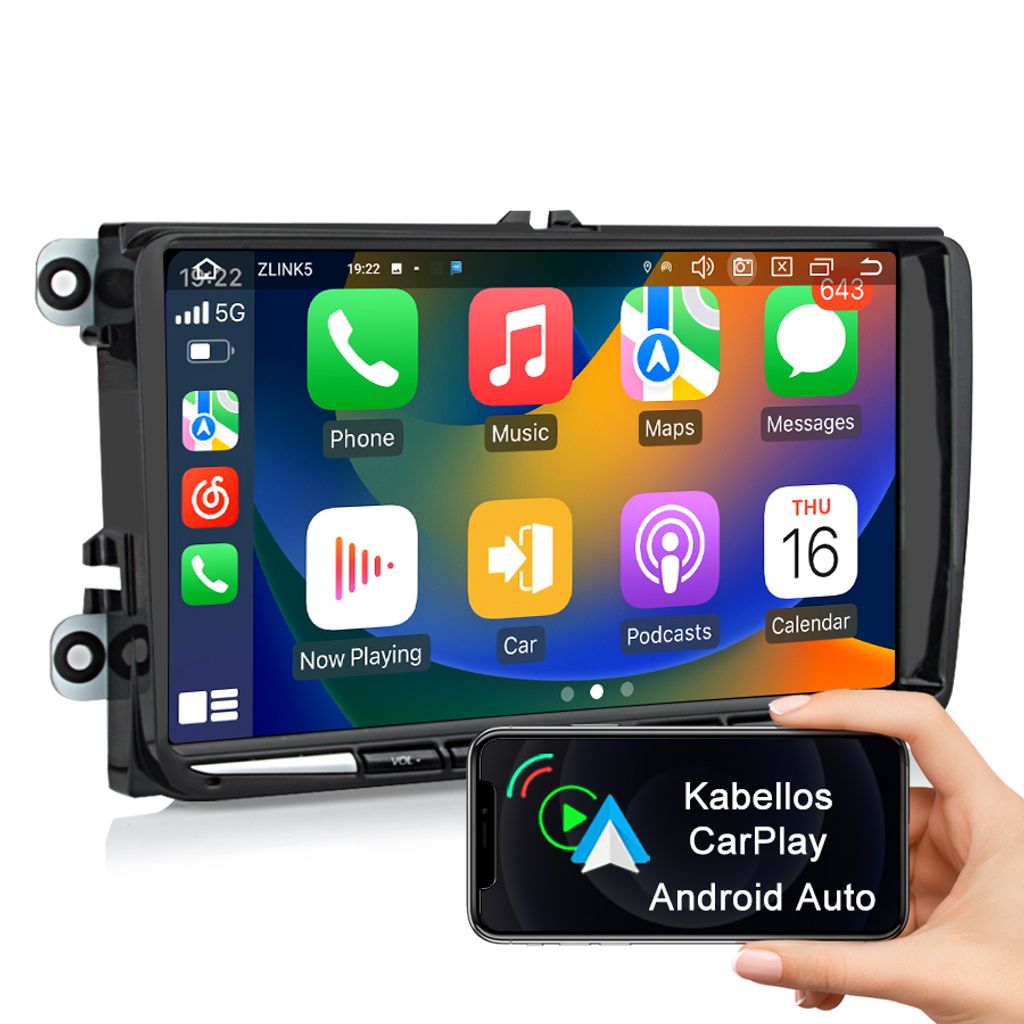 9''Autoradios 2+32G 4GSIM Android13 carplay Navi für VW Skoda Seat Golf Passat Touran BT WIFI android auto SWC 2DIN FM