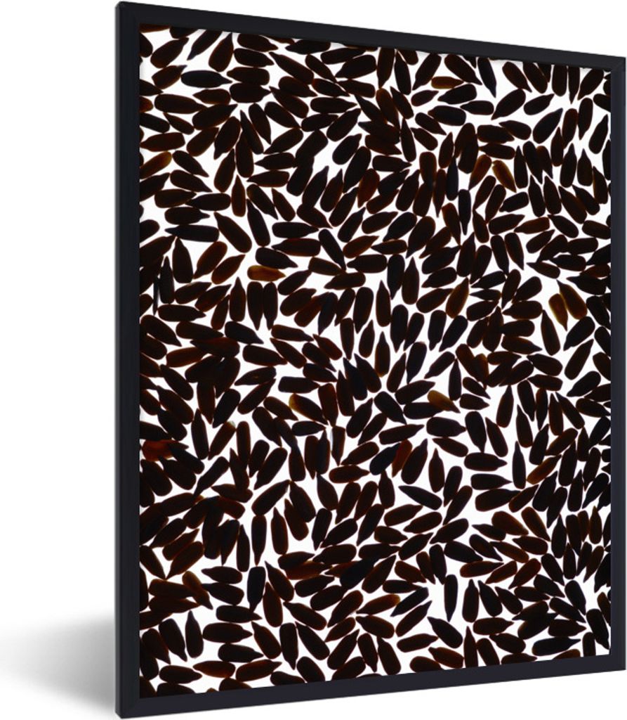 MuchoWow Gerahmtes Poster Schwarze Sonnenblumenkern-Silhouetten 30x40 cm - Poster mit Schwarzem Bilderrahmen Wandposter Rahmen Foto Bilder - Wand...