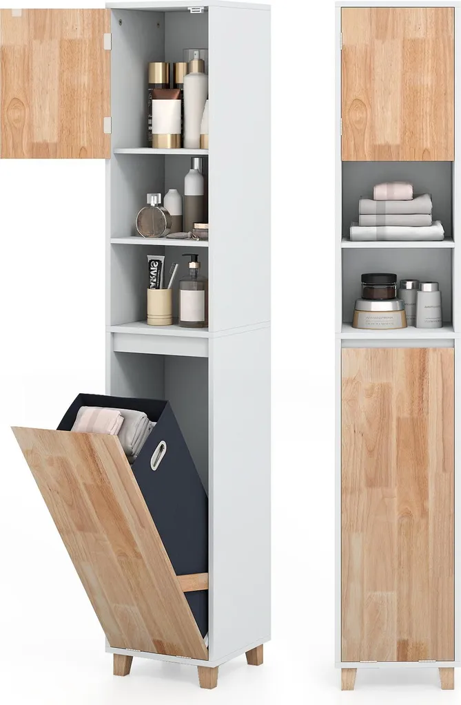 Armoire haute de salle de bain pour organiser linge et produits de soin