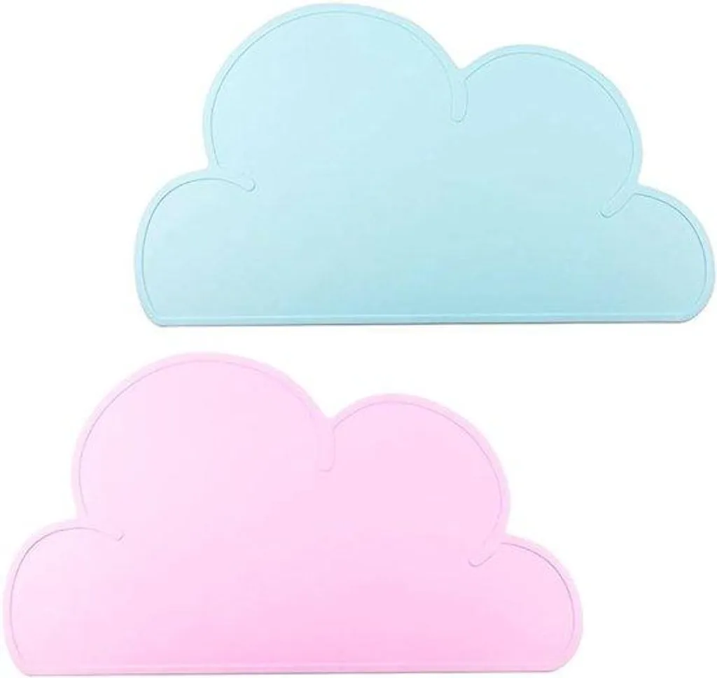 Tapis Gamelle Silicone Antidérapant Nuage 48x27cm Anti-éclaboussures Bleu