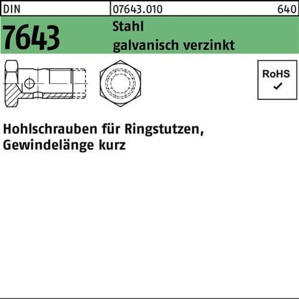 Reyher Hohlschrauben DIN 7643 12 - 3 M 16x1,5 vz (25 Stück)