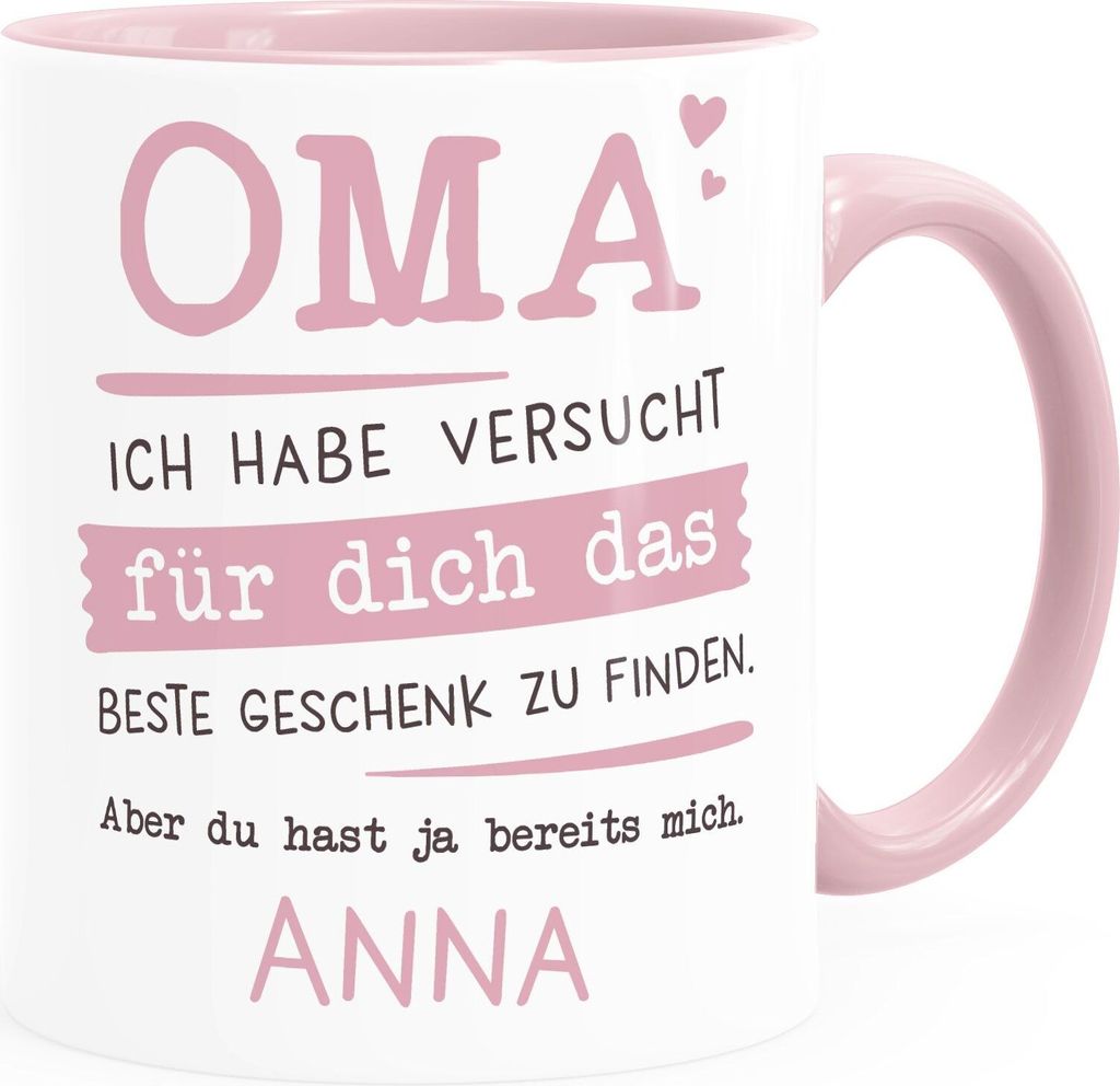 Tasse personalisiertes Geschenk Spruch Papa/Mama Ich habe versucht für dich das beste Geschenk zu finden... anpassbarer Name SpecialMe Oma - 1 N...