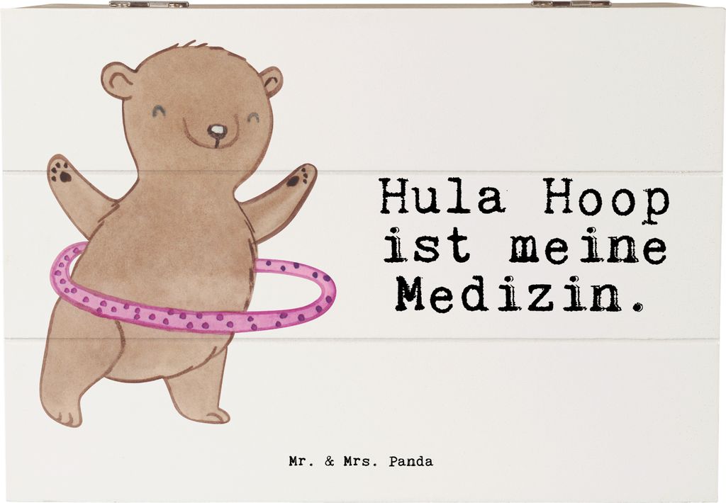 Mr. & Mrs. Panda Kiste Bär Hula Hoop 22 x 15 cm - Weiß - Geschenk, geschenkbox mit deckel, Training, Fitness, Aufbewahrungstruhe, Sport, geschenk...
