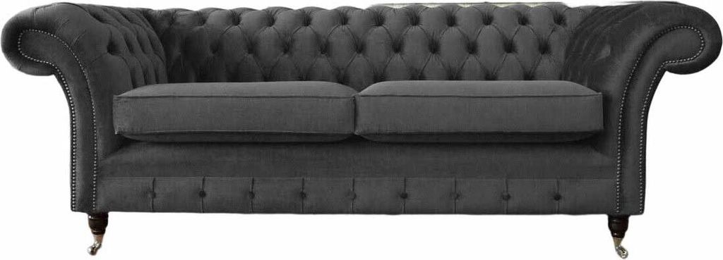 Design Chesterfield Sofa 3 Sitzer Grau Couch Polster Sofas Wohnzimmer