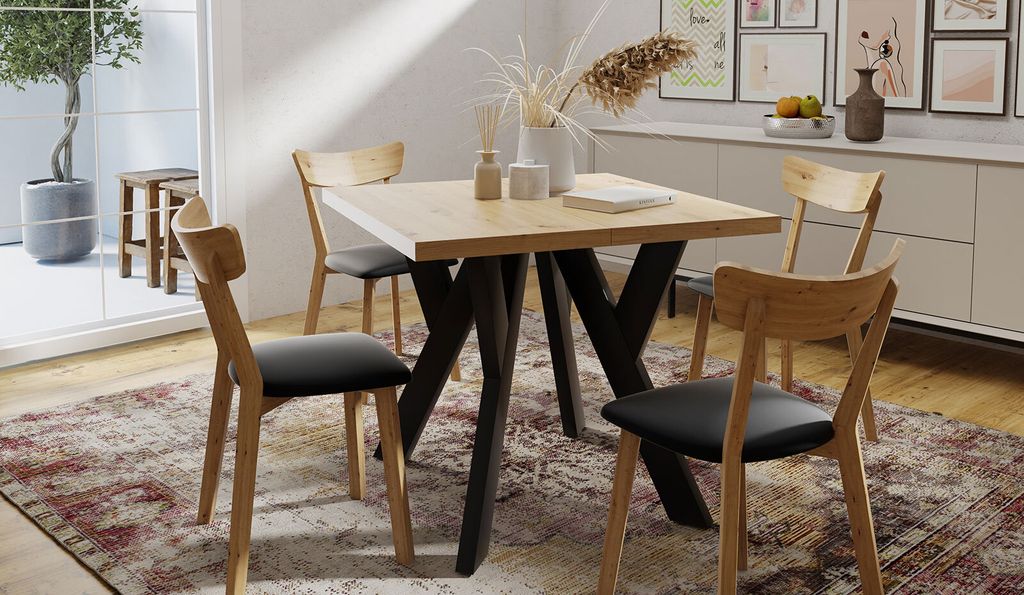Quadratischer Ausziehbarer Esszimmertisch, NERO, Loft-Stil, Produktbild 3