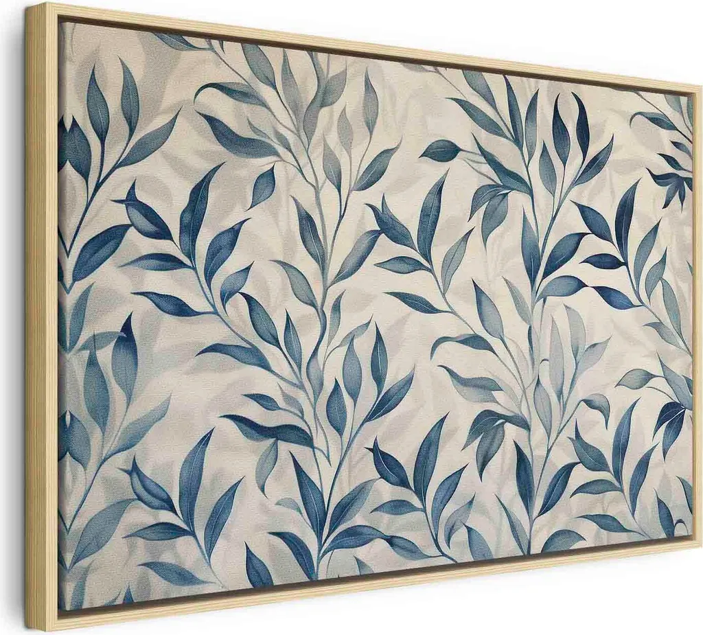 Quadro Canvas Blu: Foglie Botaniche Delicate 60x40 cm per Casa