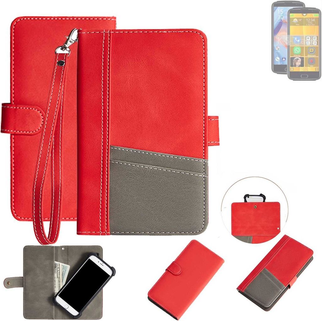 K-S-Trade Handy Schutzhülle kompatibel mit Bea-fon M7 premium Hülle Portemonnee Brieftasche Klapphülle Kartenfächer Flip Wallet Case Etui