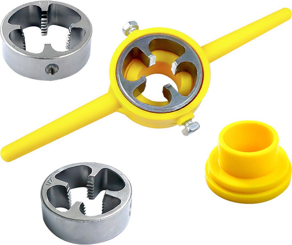 6-teiliges PVC-Gewindemacher-Werkzeug, Sanitär-Werkzeugsatz, rundes PVC-Rohreinfädler-Set mit 1/2 Zoll, 3/4 Zoll, 1 Zoll Schneideisen